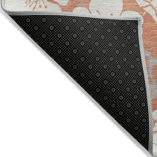 Coral Ivory And Gray Floral Washable Indoor Outdoor Area Rug Photo 4