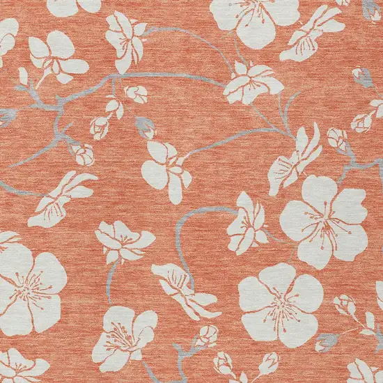Coral Ivory And Gray Floral Washable Indoor Outdoor Area Rug Photo 7