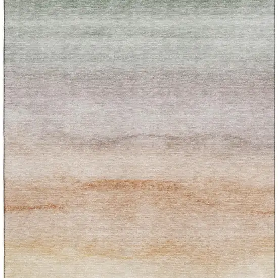 Coral Ivory And Gray Striped Washable Area Rug With UV Protection Photo 4