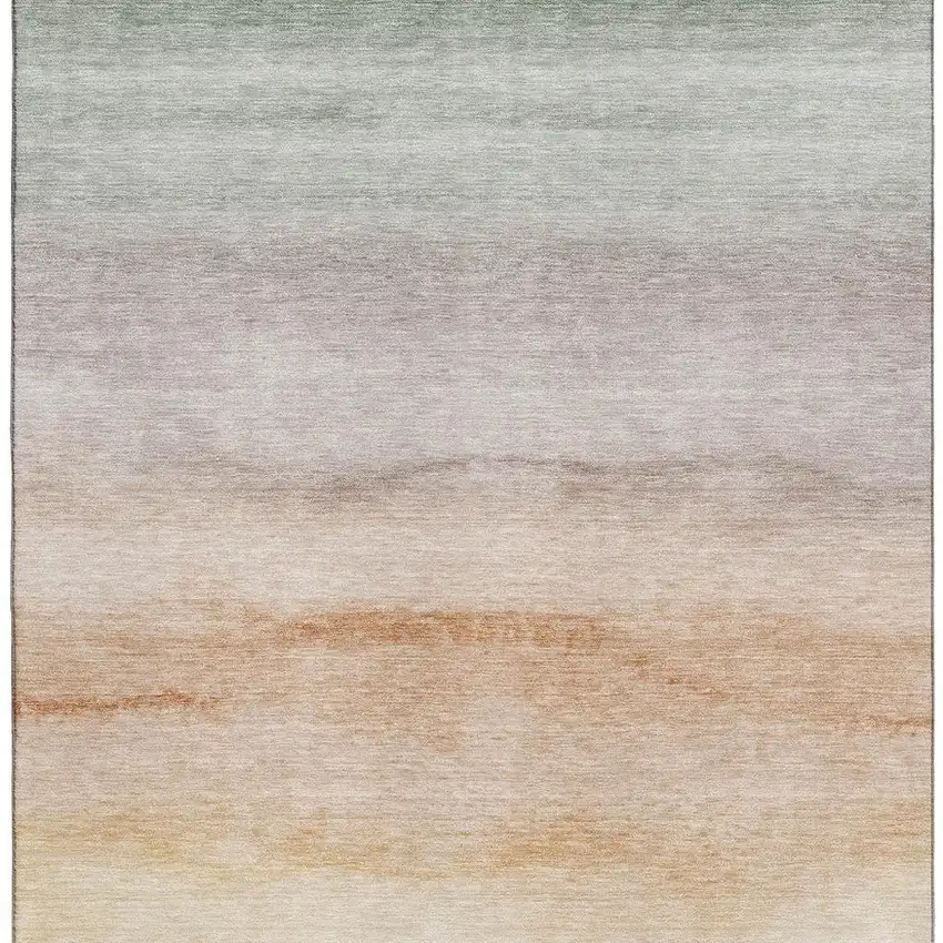 Coral Ivory And Gray Striped Washable Area Rug With UV Protection Photo 4