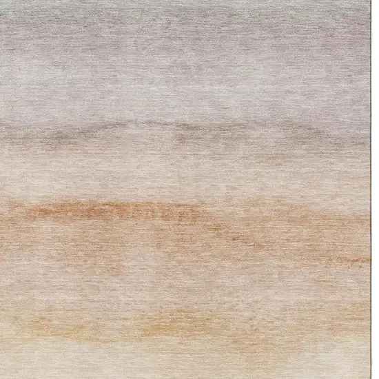 Coral Ivory And Gray Striped Washable Area Rug With UV Protection Photo 3