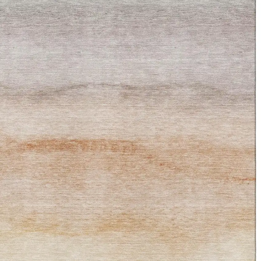 Coral Ivory And Gray Striped Washable Area Rug With UV Protection Photo 3