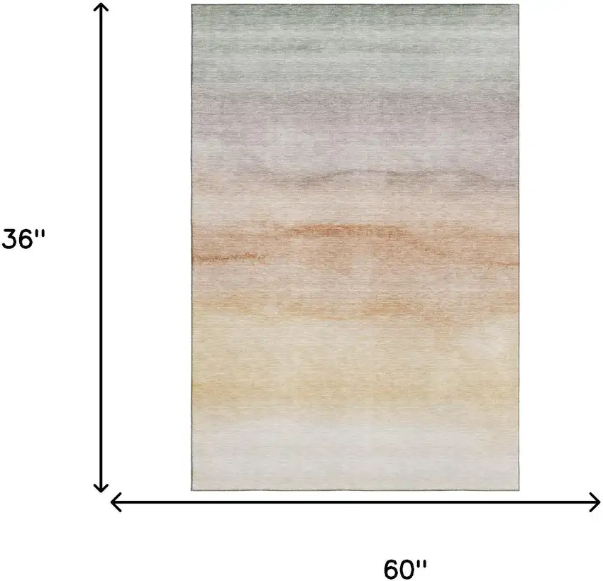 Coral Ivory And Gray Striped Washable Area Rug With UV Protection Photo 3