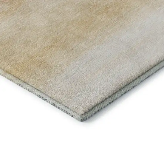 Coral Ivory And Gray Striped Washable Area Rug With UV Protection Photo 6