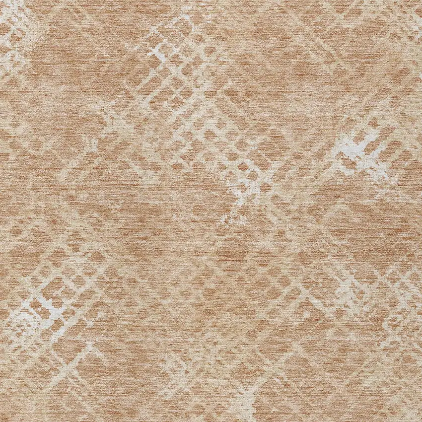 Coral Ivory And Peach Geometric Washable Indoor Outdoor Area Rug Photo 6