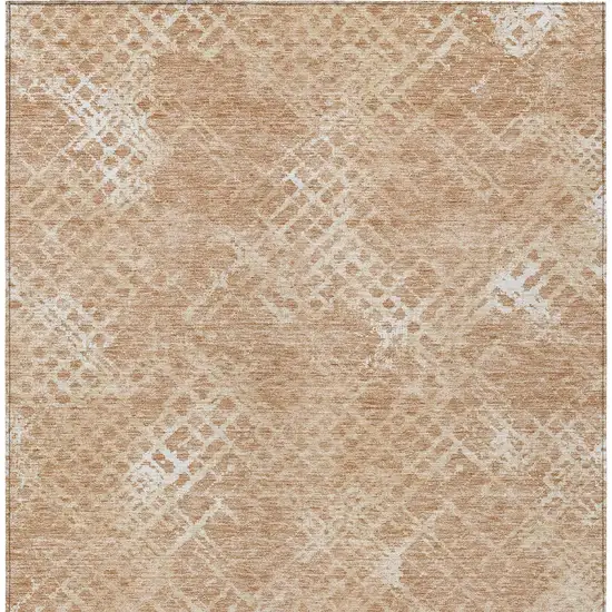 Coral Ivory And Peach Geometric Washable Indoor Outdoor Area Rug Photo 6