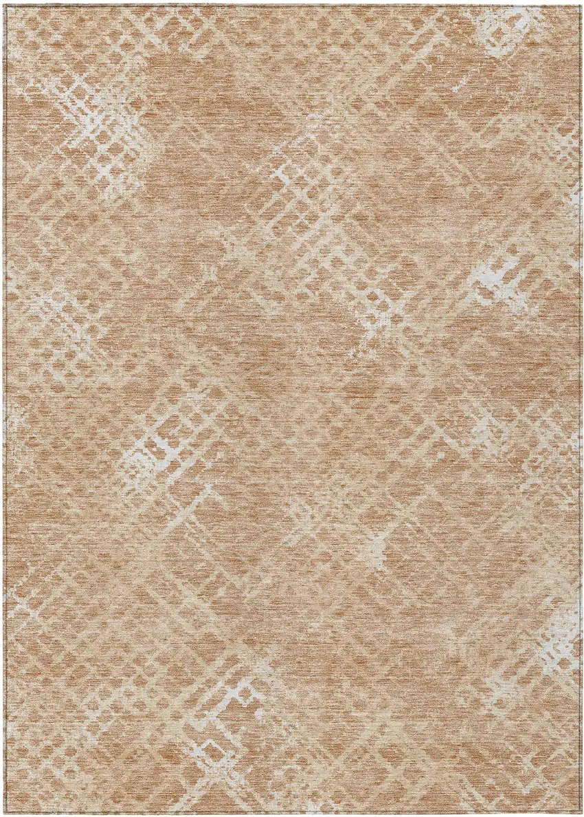 Coral Ivory And Peach Geometric Washable Indoor Outdoor Area Rug Photo 2
