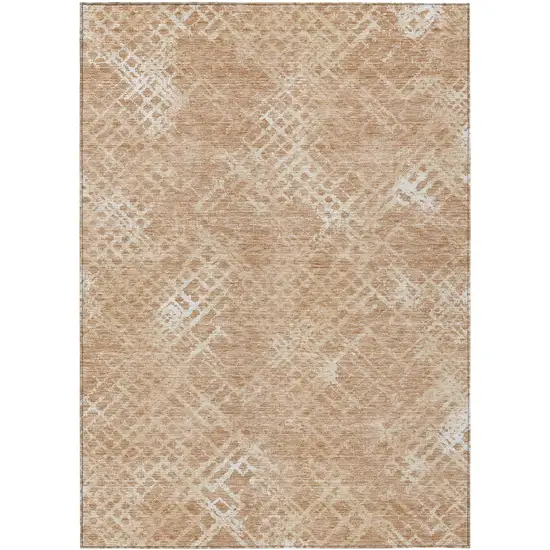 Coral Ivory And Peach Geometric Washable Indoor Outdoor Area Rug Photo 2