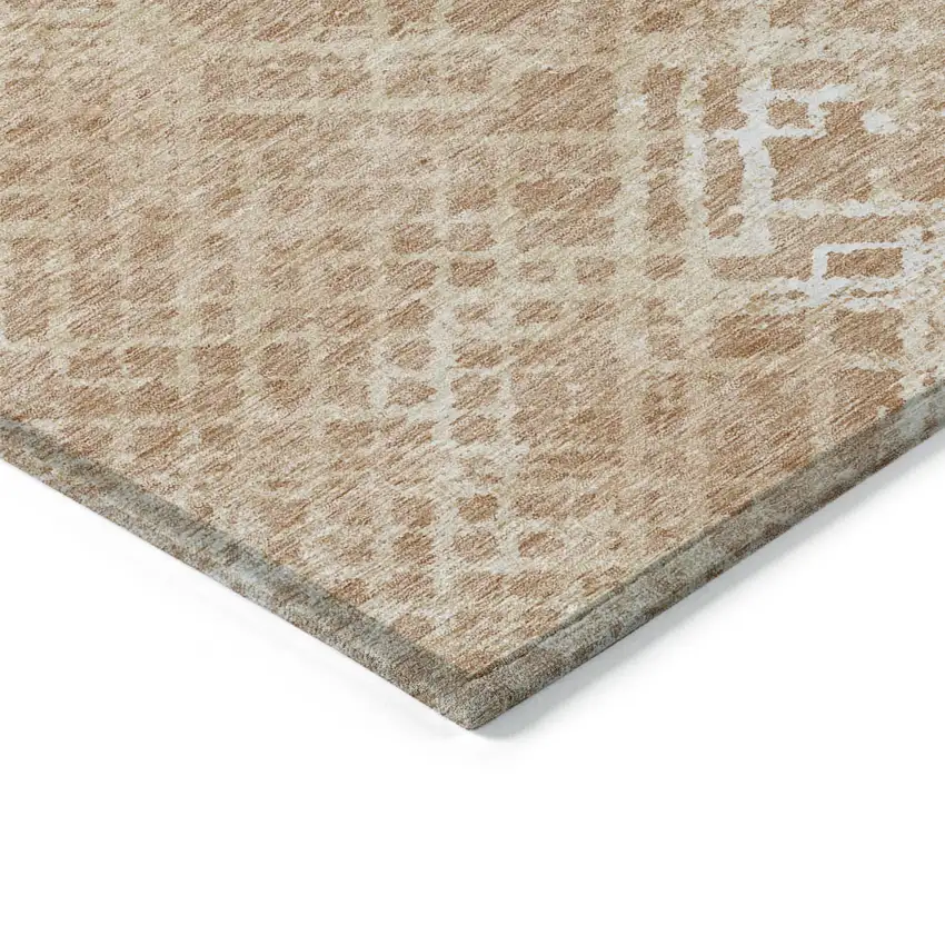 Coral Ivory And Peach Geometric Washable Indoor Outdoor Area Rug Photo 5