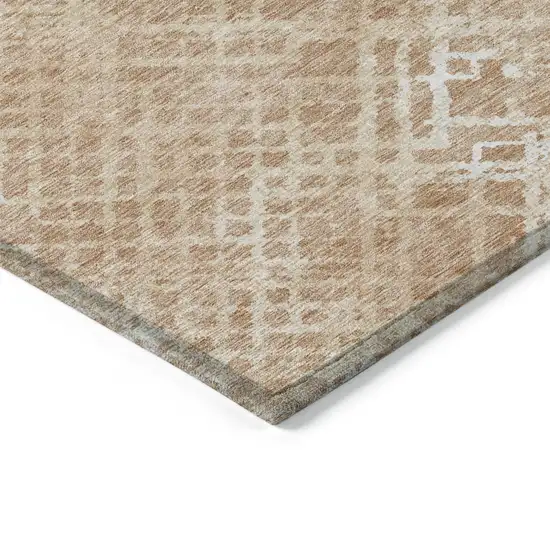 Coral Ivory And Peach Geometric Washable Indoor Outdoor Area Rug Photo 5