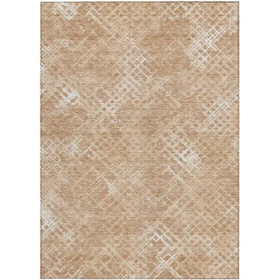 Coral Ivory And Peach Geometric Washable Indoor Outdoor Area Rug Photo 7