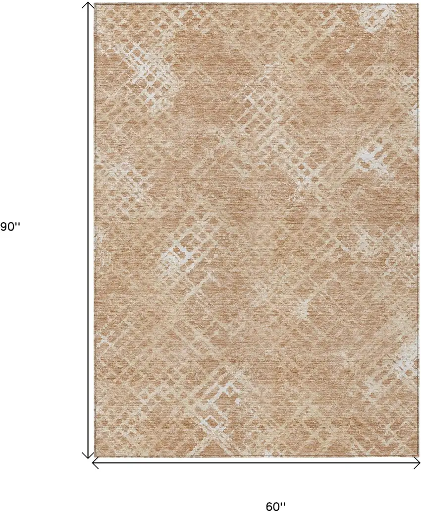 Coral Ivory And Peach Geometric Washable Indoor Outdoor Area Rug Photo 3