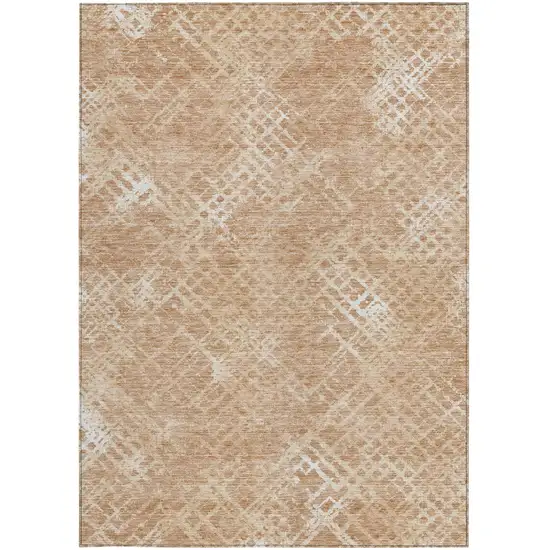 Coral Ivory And Peach Geometric Washable Indoor Outdoor Area Rug Photo 7