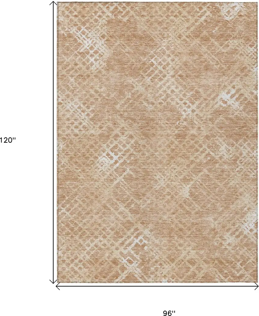 Coral Ivory And Peach Geometric Washable Indoor Outdoor Area Rug Photo 3
