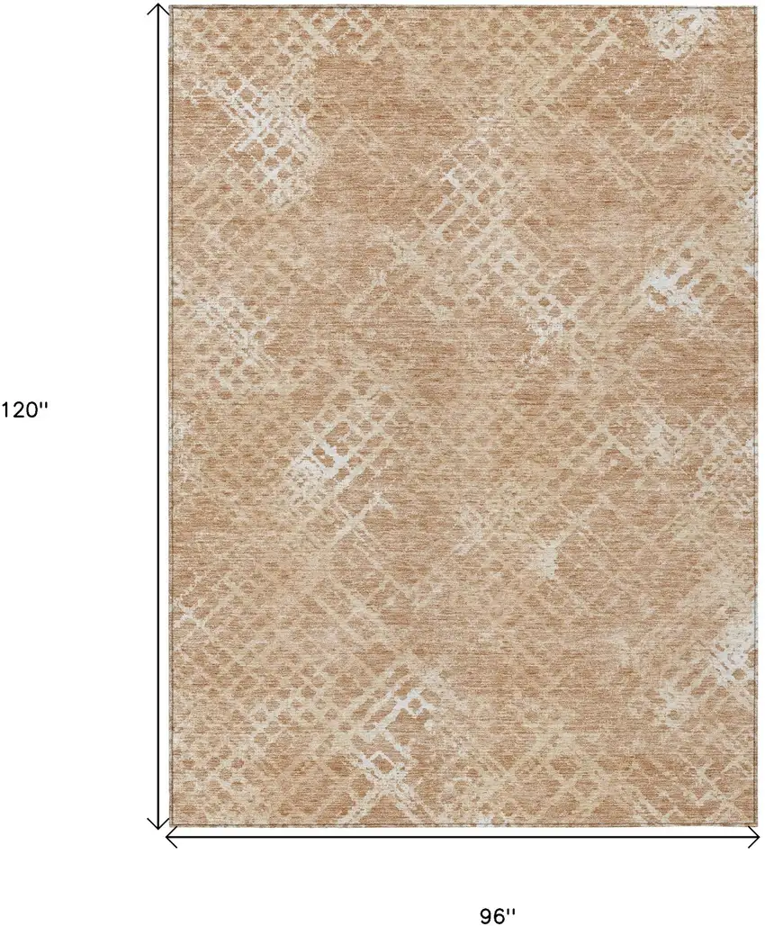 Coral Ivory And Peach Geometric Washable Indoor Outdoor Area Rug Photo 3