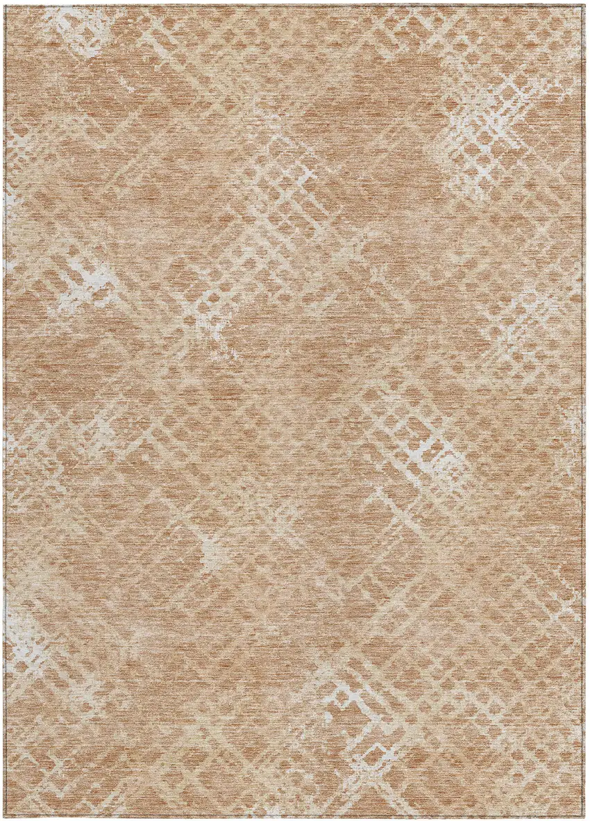 Coral Ivory And Peach Geometric Washable Indoor Outdoor Area Rug Photo 7