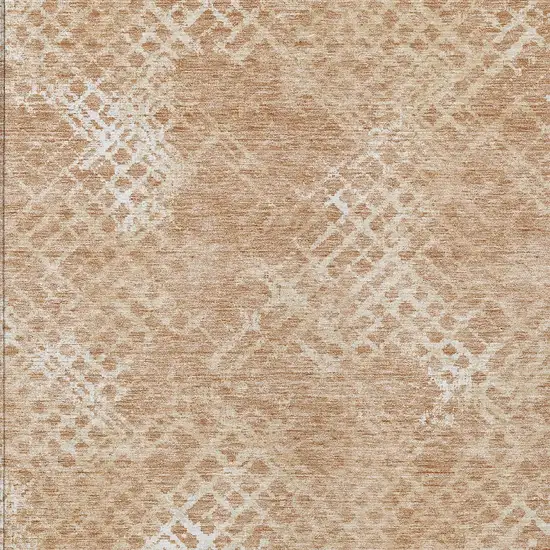 Coral Ivory And Peach Geometric Washable Indoor Outdoor Area Rug Photo 6