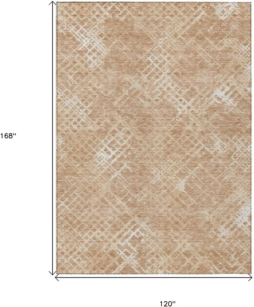 Coral Ivory And Peach Geometric Washable Indoor Outdoor Area Rug Photo 3
