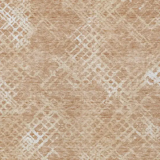 Coral Ivory And Peach Geometric Washable Indoor Outdoor Area Rug Photo 6