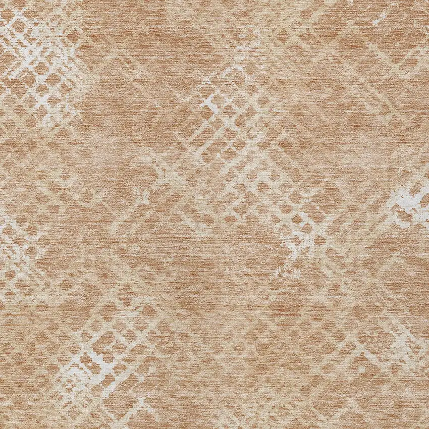 Coral Ivory And Peach Geometric Washable Indoor Outdoor Area Rug Photo 6