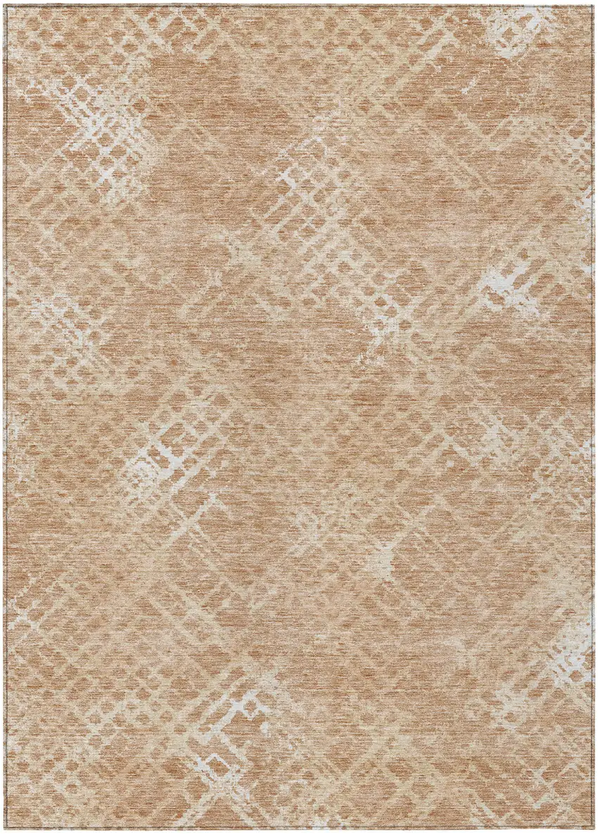 Coral Ivory And Peach Geometric Washable Indoor Outdoor Area Rug Photo 2