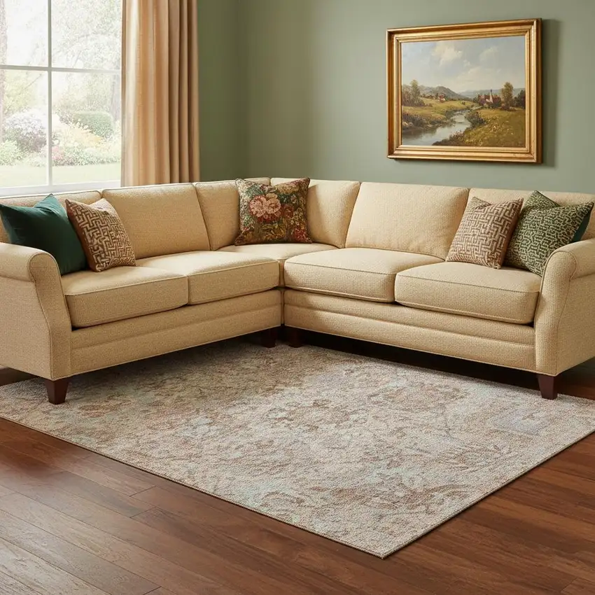 Coral Ivory And Rust Damask Washable Area Rug With UV Protection Photo 2