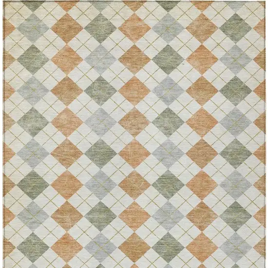 Coral Ivory And Silver Geometric Washable Indoor Outdoor Area Rug Photo 4