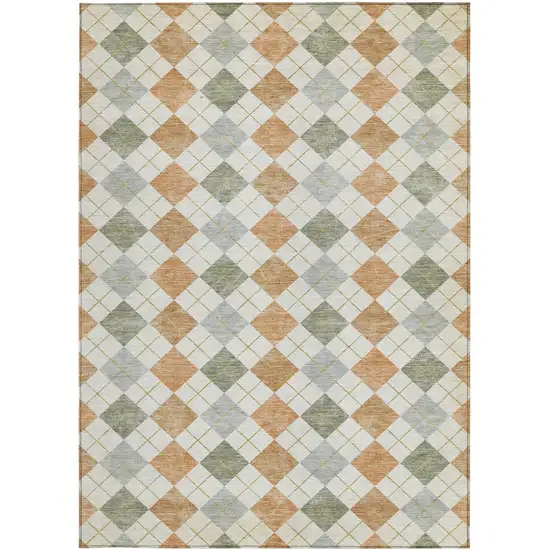 Coral Ivory And Silver Geometric Washable Indoor Outdoor Area Rug Photo 5