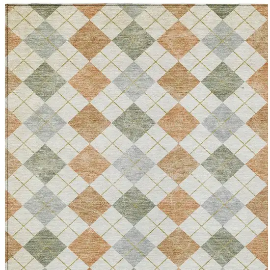 Coral Ivory And Silver Geometric Washable Indoor Outdoor Area Rug Photo 5