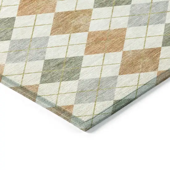 Coral Ivory And Silver Geometric Washable Indoor Outdoor Area Rug Photo 6