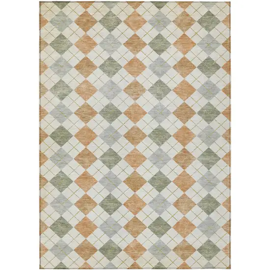 Coral Ivory And Silver Geometric Washable Indoor Outdoor Area Rug Photo 2