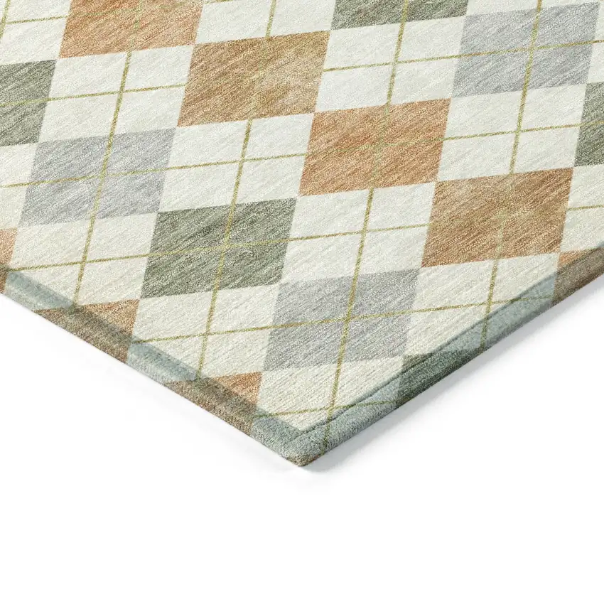 Coral Ivory And Silver Geometric Washable Indoor Outdoor Area Rug Photo 6