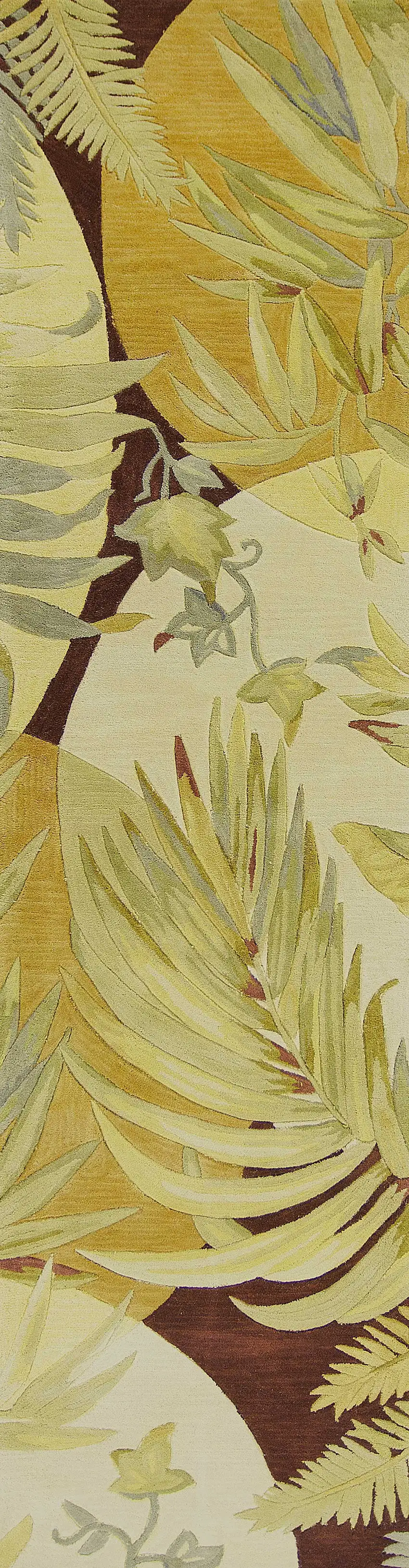Coral Ivory Hand Tufted Tropical Plants Indoor Runner Rug Photo 1