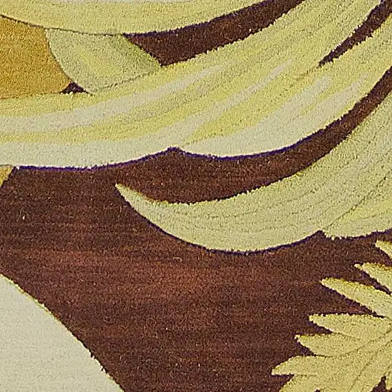 10' Coral Green And Ivory Wool Tropical Botanical Hand Tufted Runner Rug Photo 5