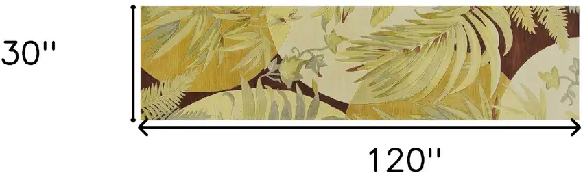 Coral Ivory Hand Tufted Tropical Plants Indoor Runner Rug Photo 5