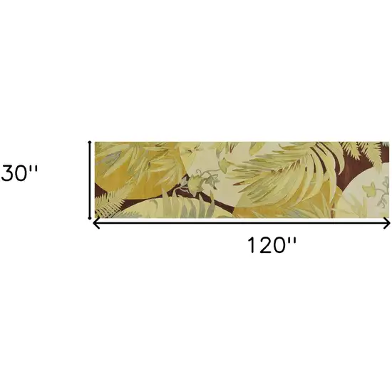 Coral Ivory Hand Tufted Tropical Plants Indoor Runner Rug Photo 5