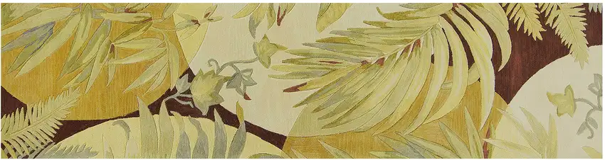 Coral Ivory Hand Tufted Tropical Plants Indoor Runner Rug Photo 2