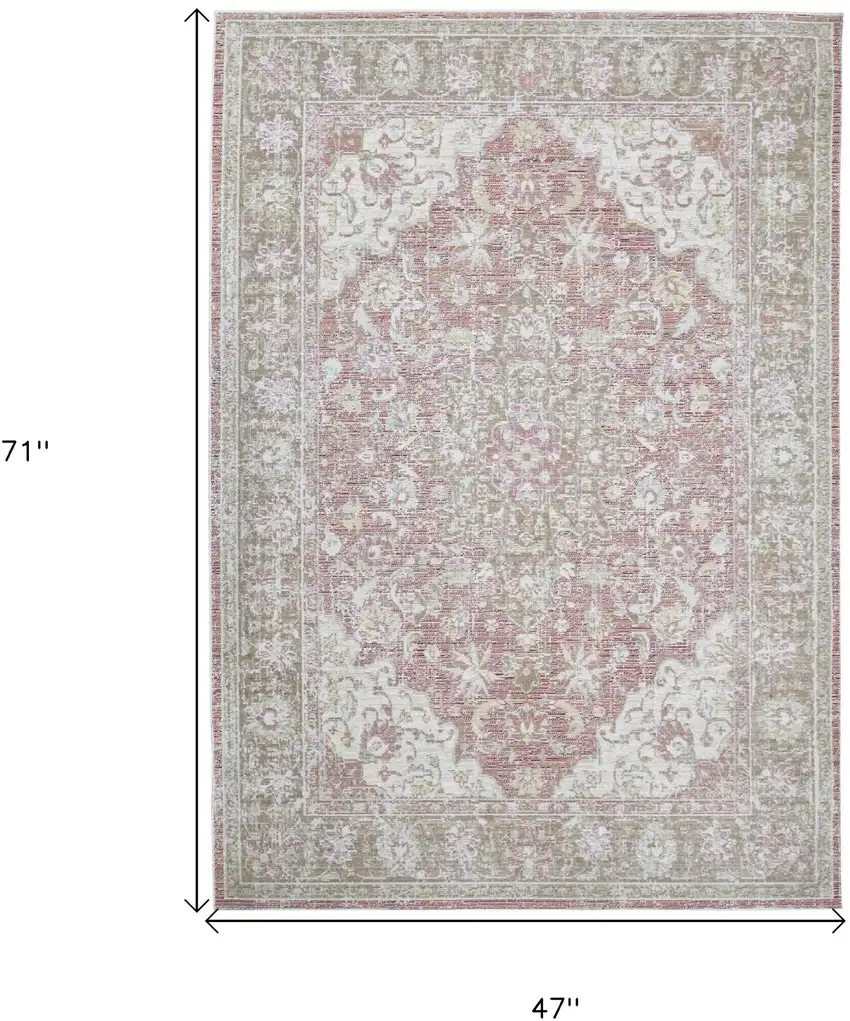 Coral Medallion Power Loom Area Rug Photo 7
