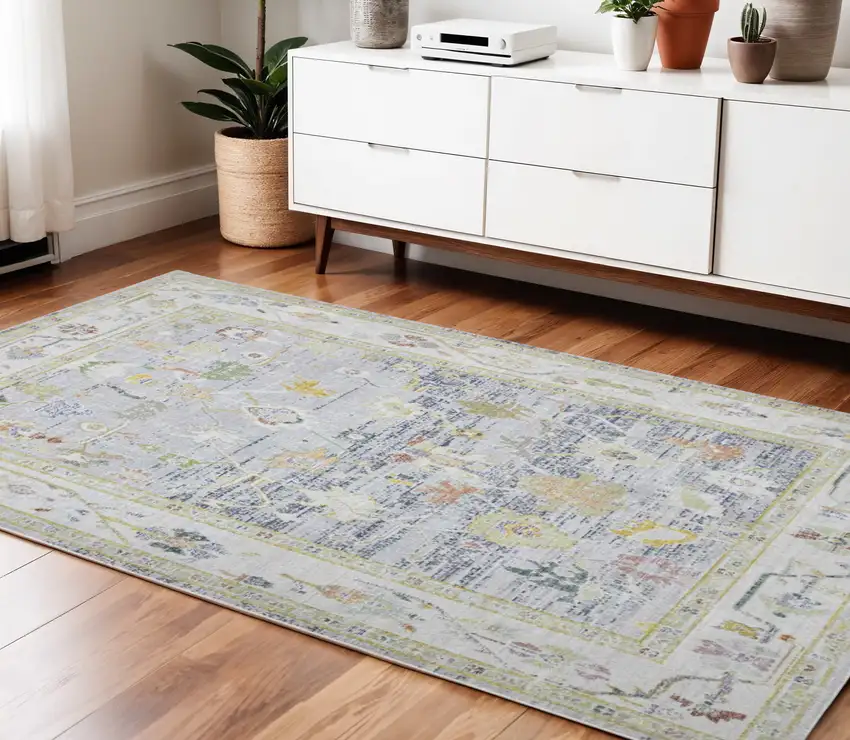 Sage and Gray Medallion Power Loom Area Rug Photo 1