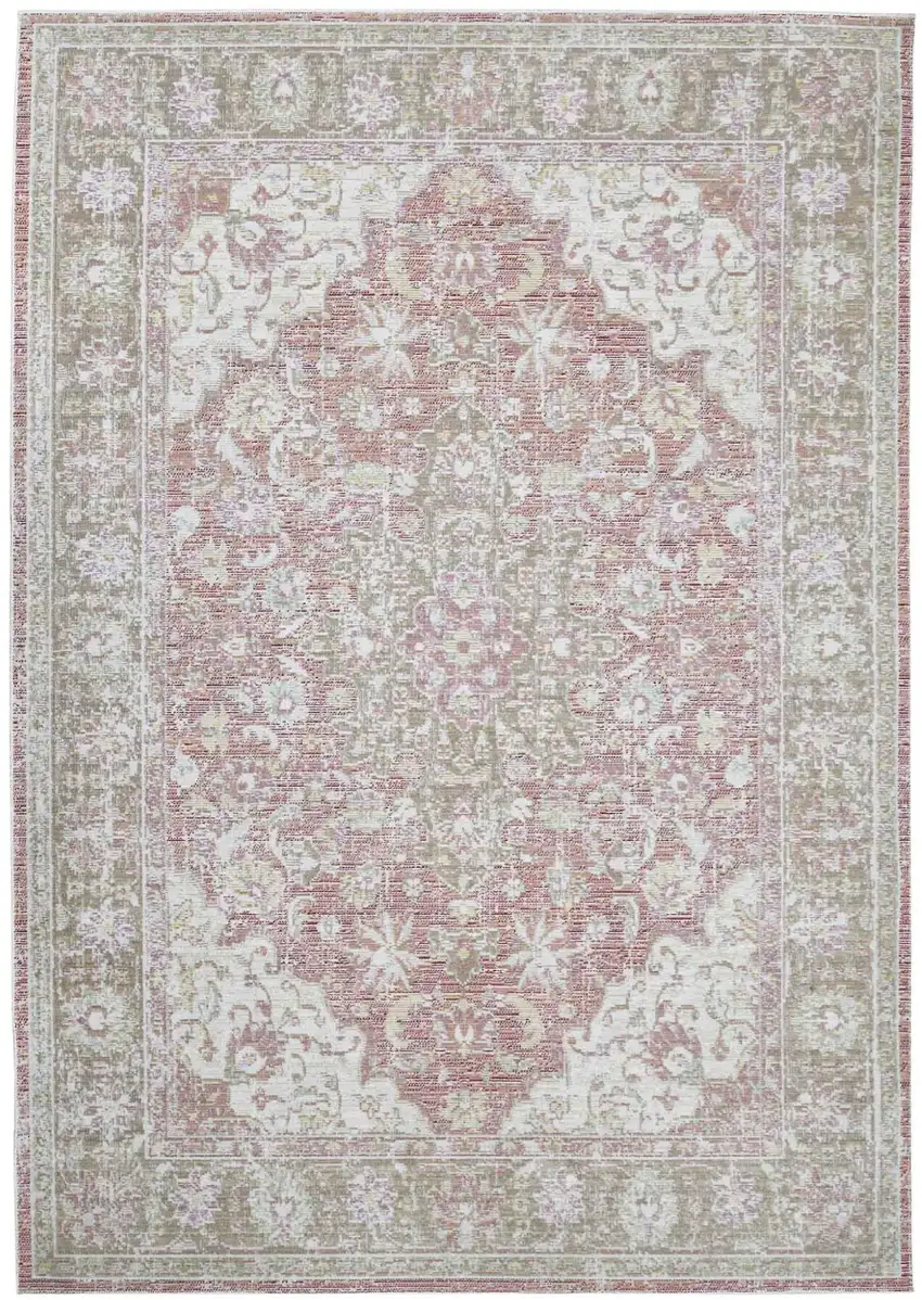 Coral Medallion Power Loom Area Rug Photo 1