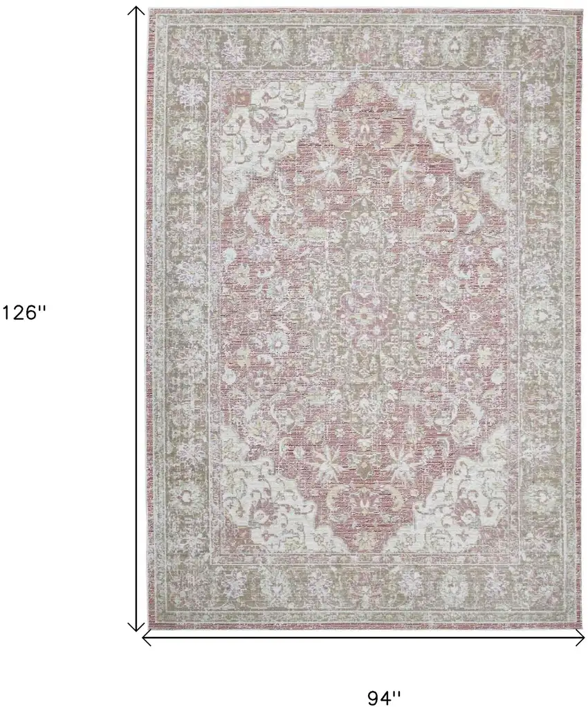 Coral Medallion Power Loom Area Rug Photo 7