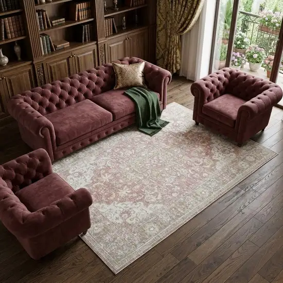 Pink And Gray Medallion Area Rug Photo 1
