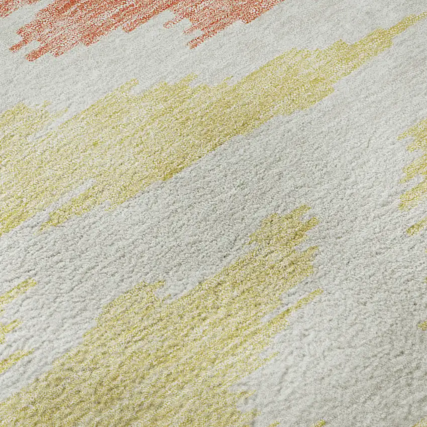 Coral Orange And Gold Abstract Washable Area Rug With UV Protection Photo 9