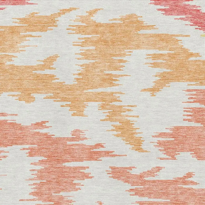 Coral Orange And Gold Abstract Washable Area Rug With UV Protection Photo 3