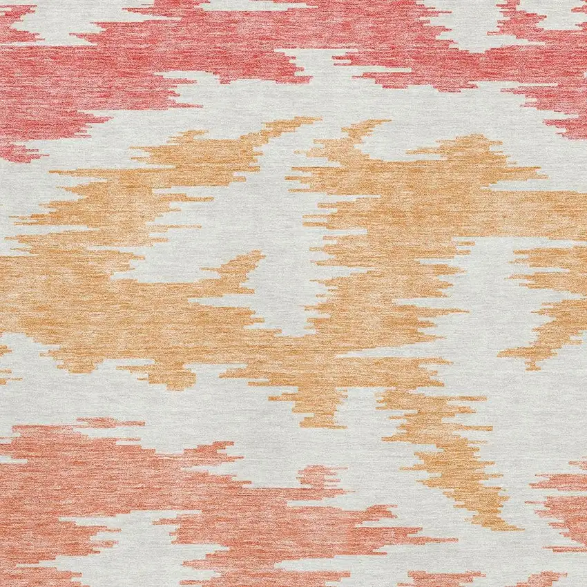 Coral Orange And Gold Abstract Washable Area Rug With UV Protection Photo 3