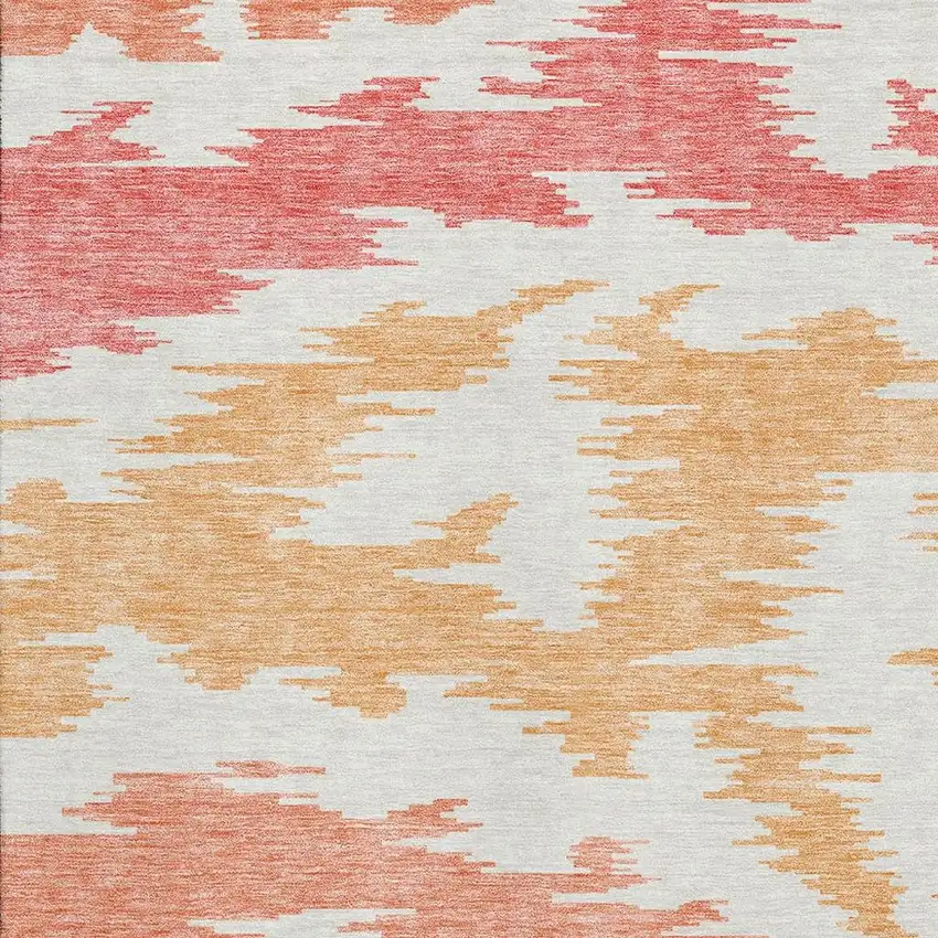 Coral Orange And Gold Abstract Washable Area Rug With UV Protection Photo 3