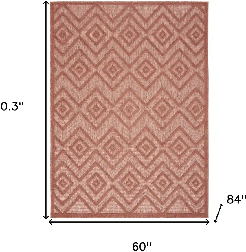Coral Orange Argyle Indoor Outdoor Area Rug Photo 5