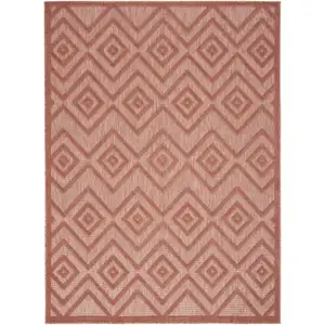 Photo of Coral Orange Argyle Indoor Outdoor Area Rug