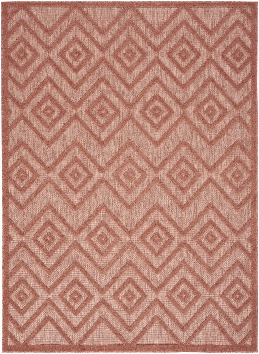 Coral Orange Argyle Indoor Outdoor Area Rug Photo 1