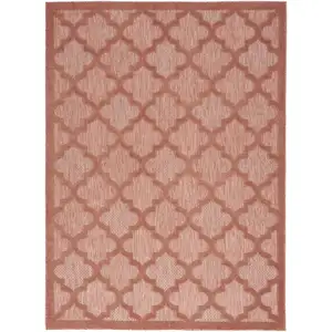 Photo of Coral Orange Ikat Indoor Outdoor Area Rug